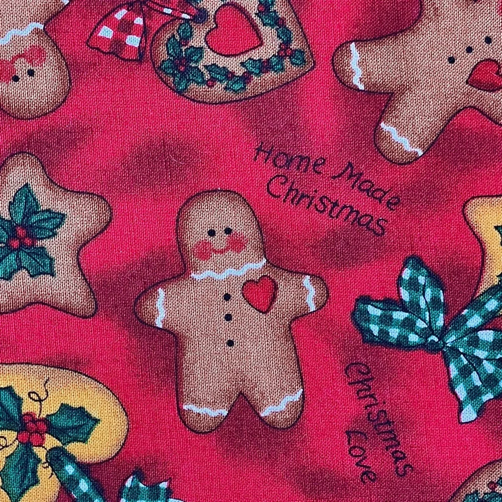 Vintage 1997 Ro Gregg Home Made Christmas Love Red Gingerbread Fabric 64